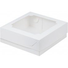 Коробка для зефира 20х20х7 белая с окном